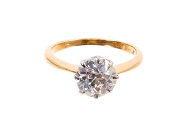 Lot 582 - Diamond single stone ring with an old cut diamond estimated to weigh approximately 1.60cts