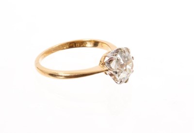 Lot 582 - Diamond single stone ring with an old cut diamond estimated to weigh approximately 1.60cts