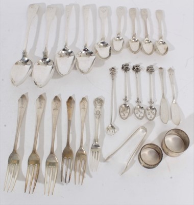 Lot 335 - Selection of Georgian and later silver flatware