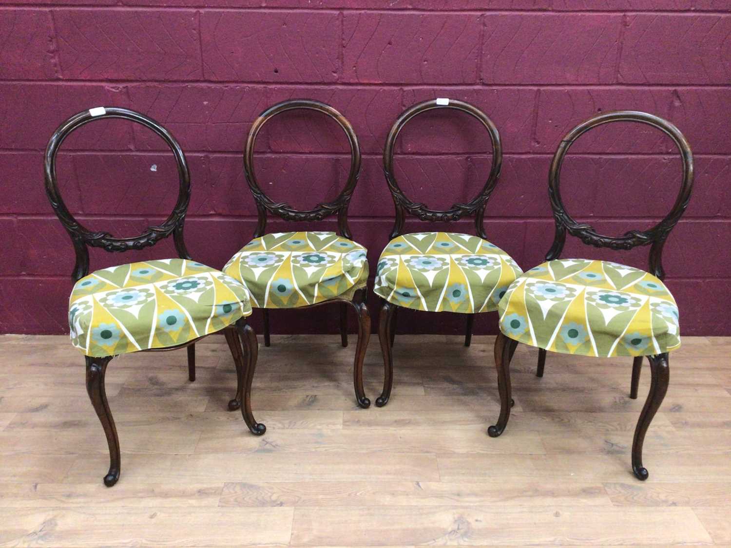 Lot 336 - Four Victorian rosewood dining chairs