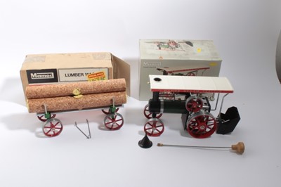 Lot 1610 - Mamod Steam Tractor TE1A.  Plus two Mamod Open Wagons and Mamod Lumber Wagon all boxed.