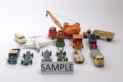 Lot 1615 - Dinky selection of early unboxed models including racing cars, lorries, delivery vans, aircraft, farm vehicles etc