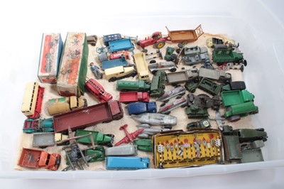 Lot 1601 - Diccast selection of early Dinky models including Leyland Comet Lorry No.531 and Foden 14 ton tanker both boxed (very poor condition boxes) No.47.  Road signs boxed plus unboxed models of lorries,...