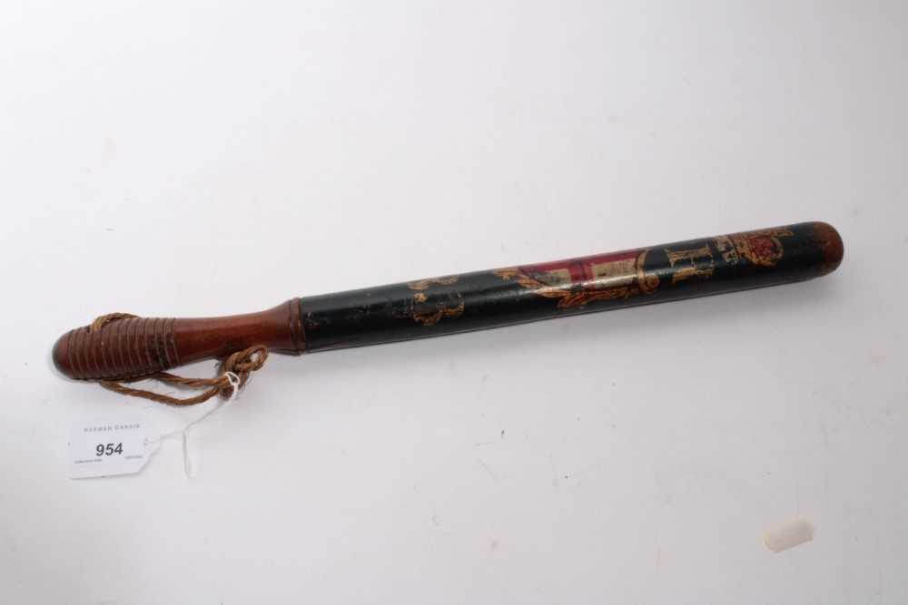 Lot 954 - Victorian Police truncheon of The City of London Police, retaining much of original paintwork, numbered