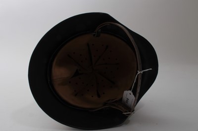 Lot 923 - Good quality reproduction Nazi German M35 pattern Wehrmacht helmet, complete with transfers, leather liner and chin strap.