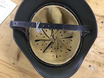 Lot 923 - Good quality reproduction Nazi German M35 pattern Wehrmacht helmet, complete with transfers, leather liner and chin strap.