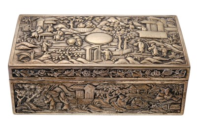 Lot 407 - Late 19th/early 20th century Chinese silver box of rectangular form