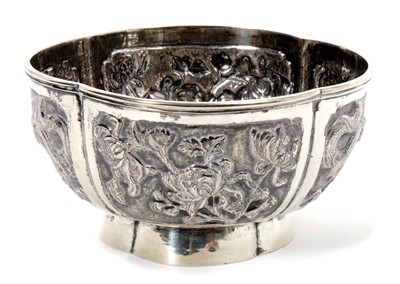 Lot 408 - Late 19th/early 20th century Chinese silver bowl of lobed form