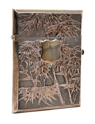 Lot 413 - Late 19th/early 20th century Chinese Export silver card case of rectangular form