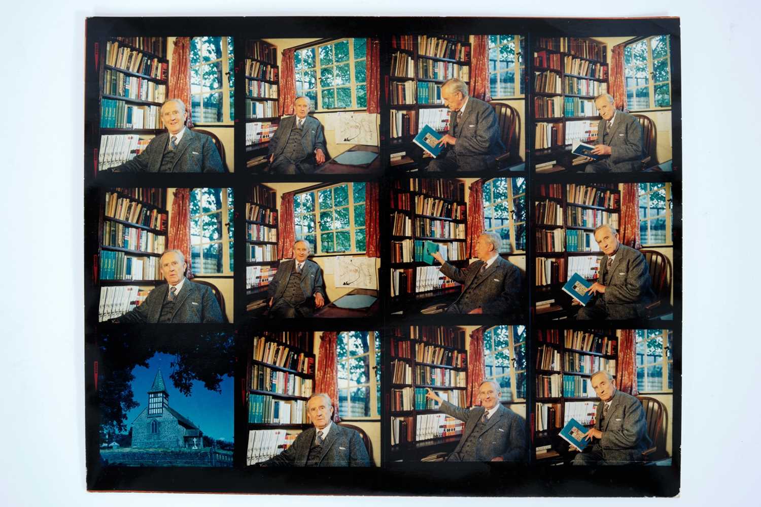 Lot 1472 - Pamela Chandler (1928-1993) four colour contact sheets taken of J. R, R. Tolkien and his wife Edith ,together with a black and white contact sheet from the same photographic session