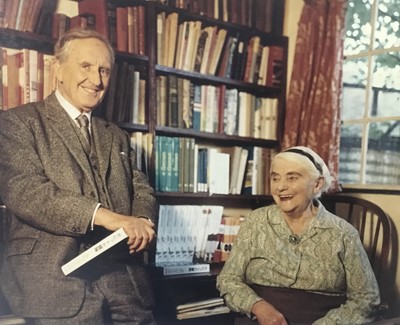 Lot 1454 - Pamela Chandler (1928-1993): Collection of five coloured photographic prints of J. R.  R. Tolkien  and his wife Edith
