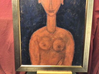 Lot 11 - Follower of Modigliani oil on canvas figure study
