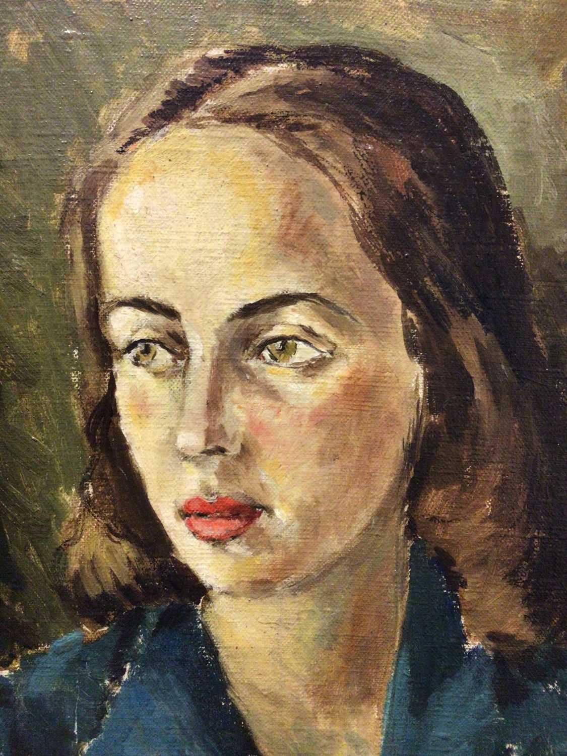 Lot 10 - Cecil Riley (1917-2015), oil on canvas portrait of a young woman
