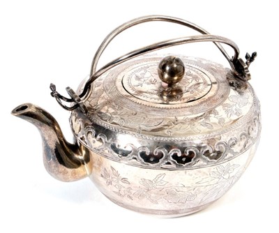 Lot 425 - Late 19th/early 20th century Chinese Silver teapot of small proportions