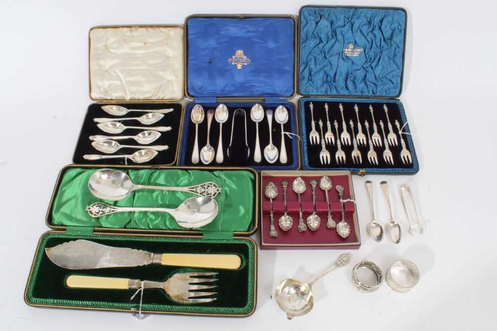 Lot 451 - Various cased silver flatware and other items