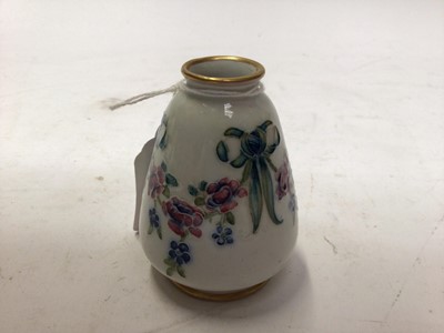 Lot 1000 - Early William Moorcroft MacIntyre late Florian ware miniature vase with tube lined ribbon and floral festoons, painted signature and printed mark to base, pattern number M2638. Height approximately...