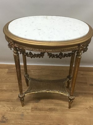 Lot 1463 - 19th century French marble topped gilt wood table