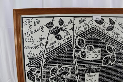 Lot 134 - Quinlan Terry (b. 1937) signed linocut - The House of Joy, signed and dedicated, 81cm x 63cm, in glazed frame