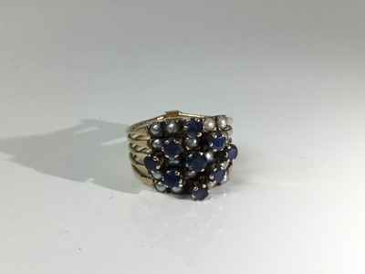 Lot 584 - Sapphire and seed pearl five row ring