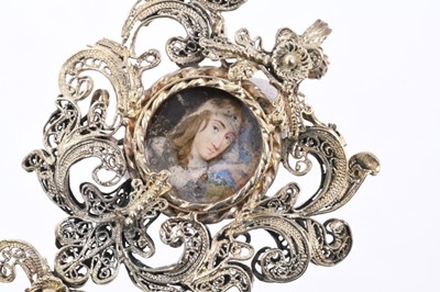 Lot 1003 - Samuel Cooper (1609-1672) miniature portrait on ivory dated 1655 in silver gilt filigree frame