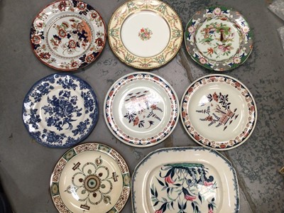 Lot 543 - Mason, Wedgwood, Aynsley, Devonshire and Staffordshire plates, plus two amethyst glass perfume bottles and five others