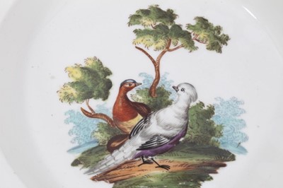 Lot 118 - 18th century Meissen porcelain dish, decorated with two birds stood under a tree, insects around the edge, 23.5cm diameter