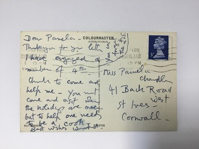 Lot 1491 - Winifred Nicholson (1893-1981) two postcard written to Pamela Chandler (1928-1993)