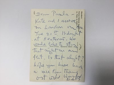 Lot 1491 - Winifred Nicholson (1893-1981) two postcard written to Pamela Chandler (1928-1993)
