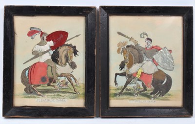 Lot 871 - A pair of glitter pictures depicting St David of Wales and St James of Spain.