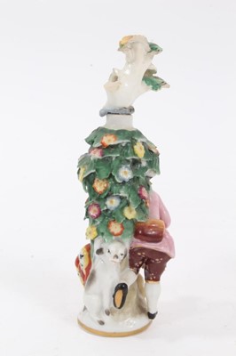 Lot 122 - Four continental porcelain scent bottles, including a pair of Samson figural examples, a cat and a dog