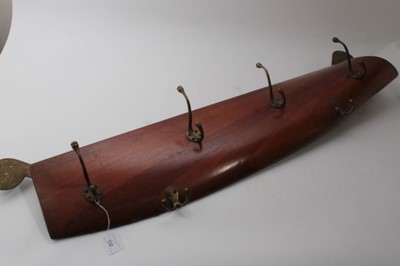 Lot 722 - Unusual coat rack constructed from a fragment of an early 20th century aircraft propeller, 94.5cm in length (excluding brackets)