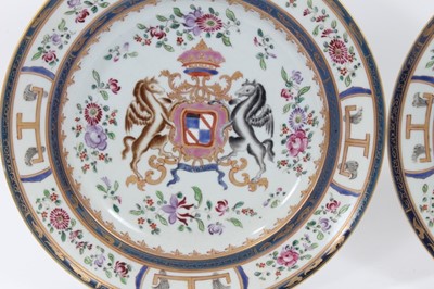 Lot 125 - Set of seven late 19th century Samson armorial porcelain plates, 24.5cm diameter