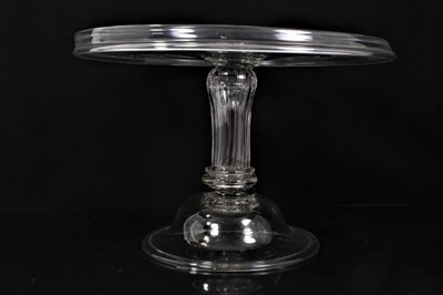 Lot 130 - Georgian glass tazza, with circular galleried top, moulded and collared stem, domed folded foot, 27 diameter