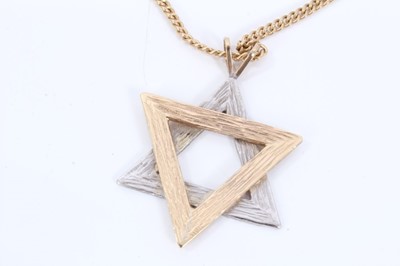 Lot 4 - Yellow and white metal Star of David pendant on 9ct gold chain