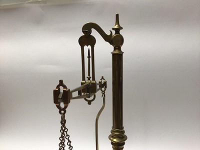 Lot 2273 - Antique brass shop scales on mahogany base