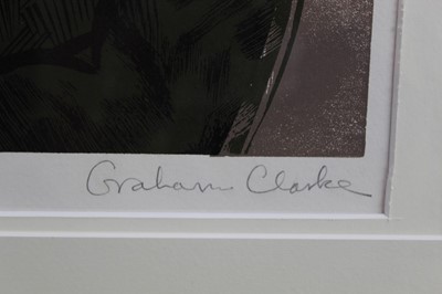 Lot 99 - Graham Clarke (b. 1941) woodprint, Helford number 30/50, framed