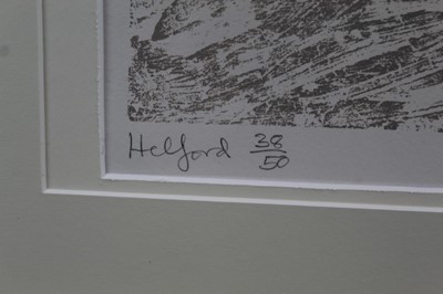 Lot 182 - Graham Clarke (b. 1941) woodprint, Helford number 30/50, framed