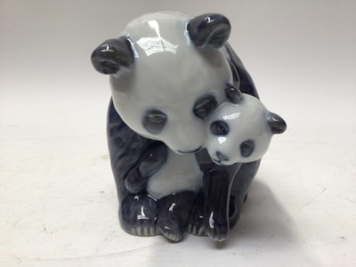 Lot 1005 - Royal Copenhagen porcelain ornament of a panda with cub, model 666.