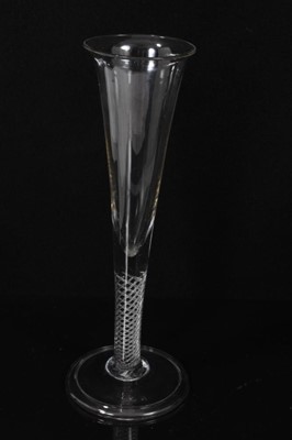 Lot 131 - Early/mid 19th century oversized trumpet ale glass with air twist stem, and a similar glass with tear stem, 20cm and 24cm high