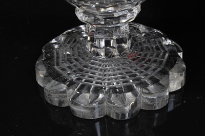 Lot 138 - Pair of cut glass Victorian sweetmeat vases and covers, 31.5cm high