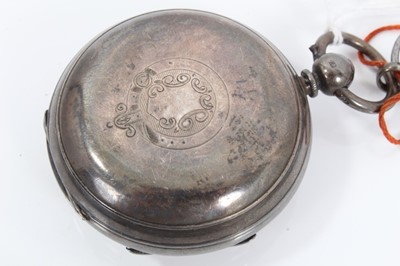 Lot 19 - Victorian silver cased pocket watch on silver watch chain