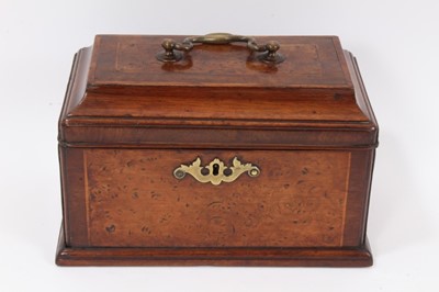 Lot 853 - Mid 18th century burr elm and crossbanded tea caddy