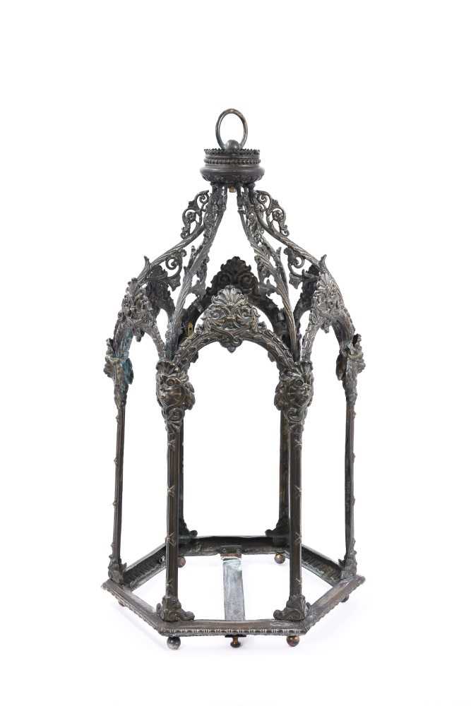 Lot 992 - 19th century Gothic brass hall lantern
