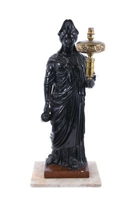 Lot 1012 - Regency Classical plaster figure lamp by Thomas Greenhill, Strand, c1820-30