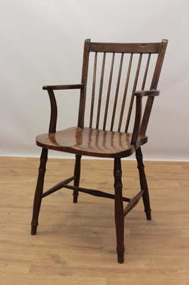 Lot 1481 - 19th century East Anglian fruitwood and burr wood Windsor elbow chair