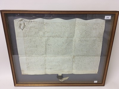 Lot 978 - 16th century framed indenture