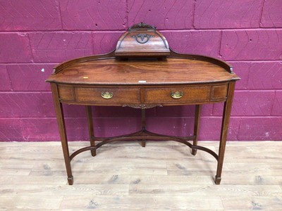 Lot 306 - Edwardian ladies mahogany writing table with letter/stationery compartment and two drawers