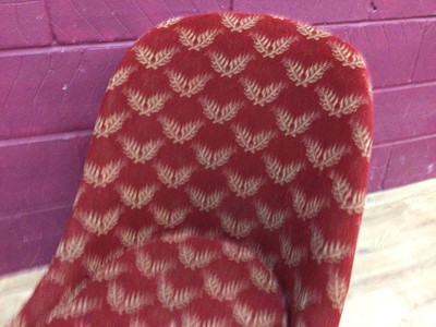 Lot 304 - Victorian tub chair or red moquette on turned rosewood legs