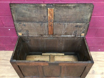 Lot 307 - 18th century panelled oak coffer