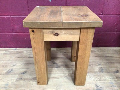 Lot 358 - Three light oak occasional tables and one other